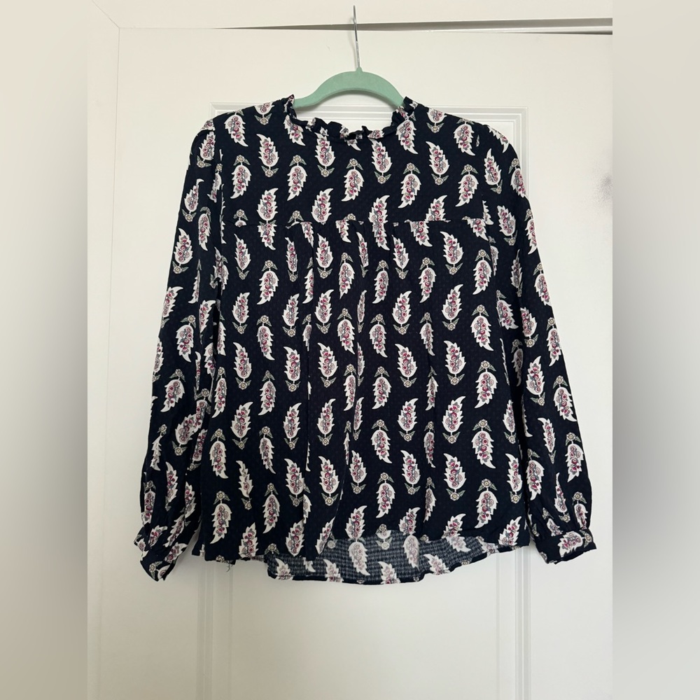 LOFT Navy Paisley Blouse